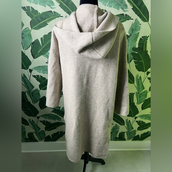 CJLA Womens Cream Sweater Coat Hooded Duster Jacket Small - Picture 7 of 8